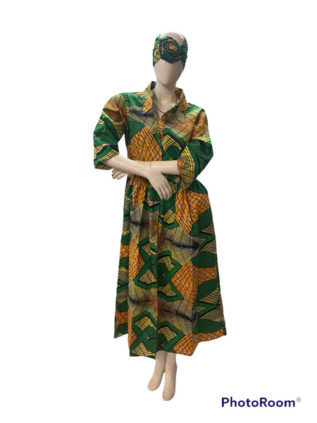 Ankara button down dress