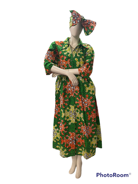 Ankara button down dress