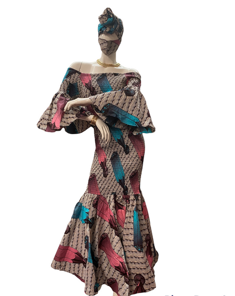 Ankara Long Smoked Fishtail Dress