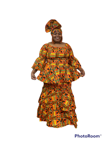 Kente Smocked Skirt Set