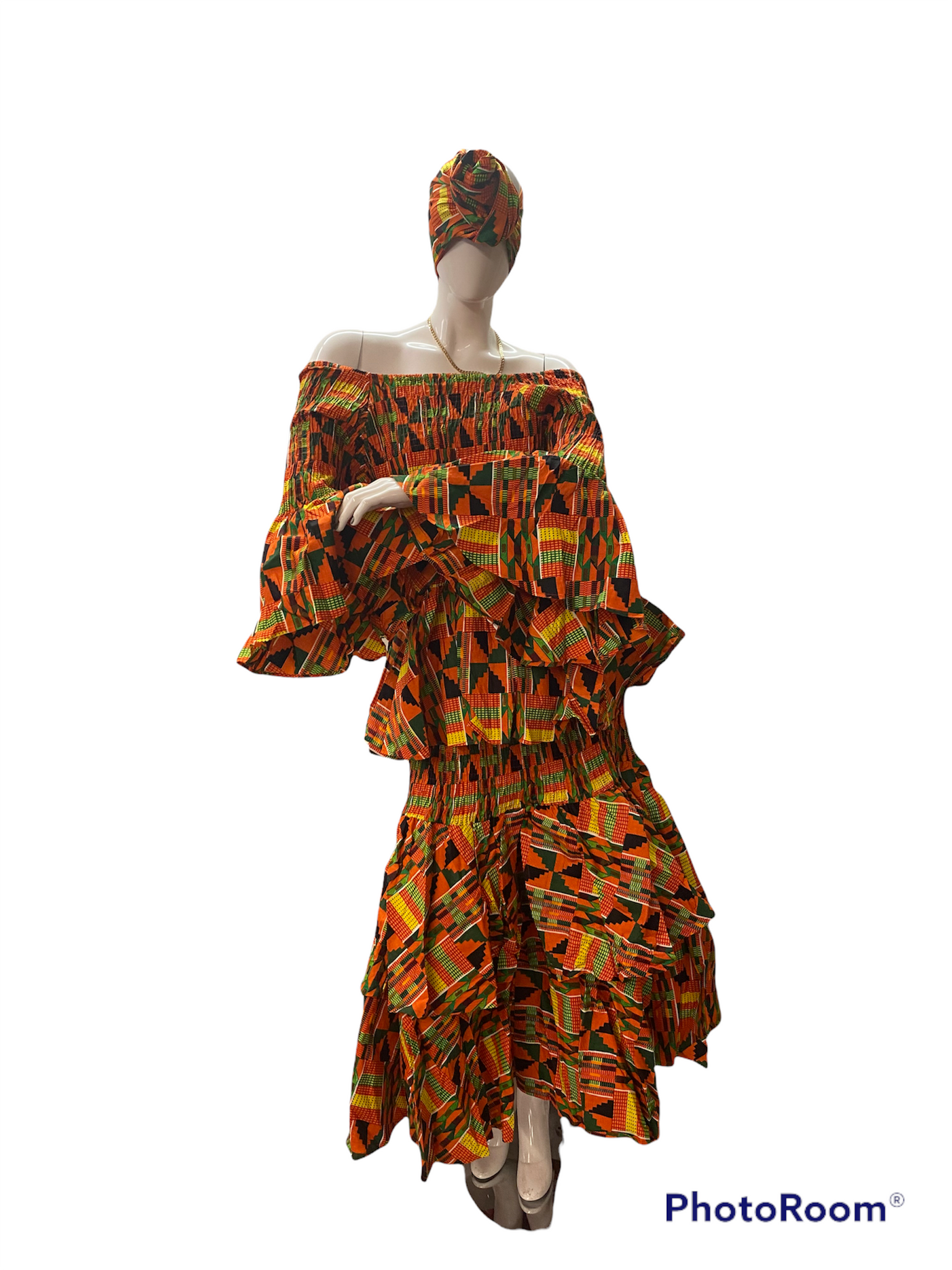 Kente Smocked Skirt Set